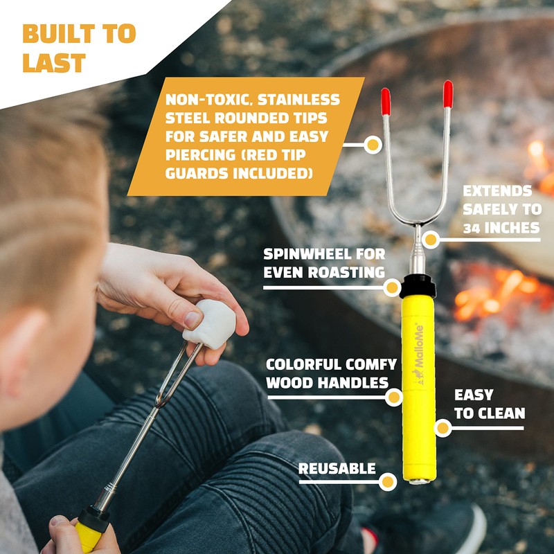 MalloMe Smores Sticks for Fire Pit - Premium 34 inch