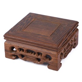 Base de Pedestal de Madera, Jarrón Cuadrado Pequeño para Tetera, Soporte para Bonsái, Decoración Retro Nostálgica para el Hogar, 10x10x3,7 Cm (wengué)