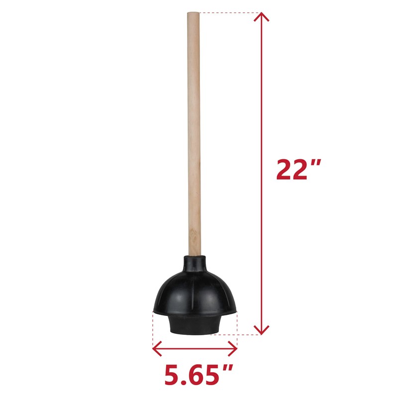SteadMax Rubber Toilet Plunger, Double Thrust Force Cup, Heavy Duty,