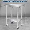 PeakPursuit Stainless Steel Table with Wheels-12x24x35Inch Metal Work Table with