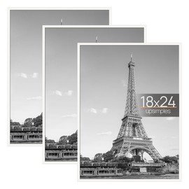 upsimples 18x24 Picture Frame White 3 Pack, Scratch-Proof Poster Frames 18 x 24 for Photo Gallery - Slide-In Strips, Horizontal or Vertical Wall Mounting