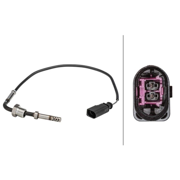 HELLA 6PT 358 181-161 Sensor, Exhaust Gas Temperature, 2-Pole, Screwed,