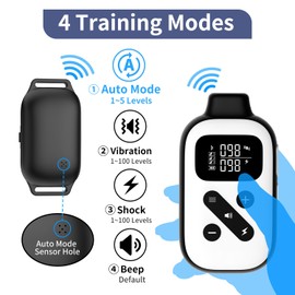 PetJoy Shock Collar for Large Dogs, Bark Collar with Remote, Bark and Training Collar 2 in 1, Auto Bark Collar - Shock, Vibration, Beep and Auto Mode (Level 1-5), Remote Range 2800 Ft