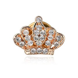 Queen Crown Rhinestones Brooch Pins for Women Gold Silver Crystal Cz Crown Collar Brooch Suit Shirt Collar Buckle Clip Wedding Jewelry (Gold)