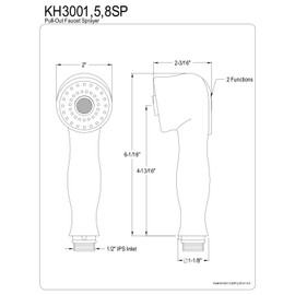 Kingston Brass Gourmetier KH3008SP Pull-Out Kitchen Faucet Sprayer, Brushed Nickel