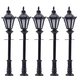 Evemodel Set of 5 Model Parking Lanterns LED Light Lamps Model Train Mini Garden Decor (40 mm)