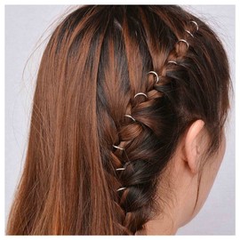 Andelaisi Vintage Silver Hair Rings for Dreadlocks and Braids - Decorative Tiny Circle Rings Hair Accessories for Women and Girls Headdress