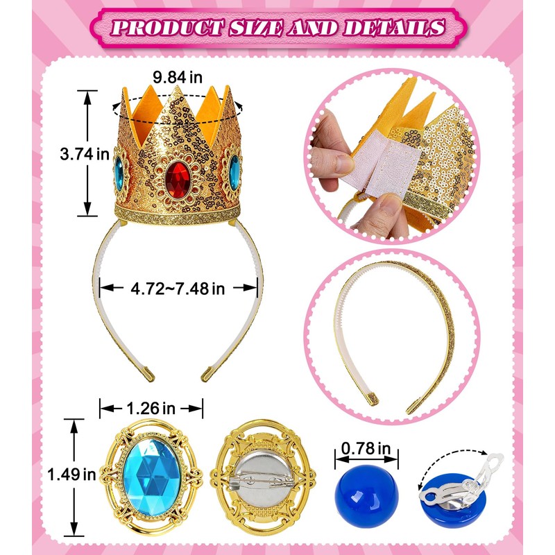 Blonde Princess Wig Set with Tiara, Brooch, Earrings and Wig