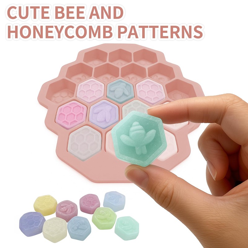 Zilphoba 2pcs Honeycomb Silicone Mold, Non-Stick 19 Cavities Bee Silicone