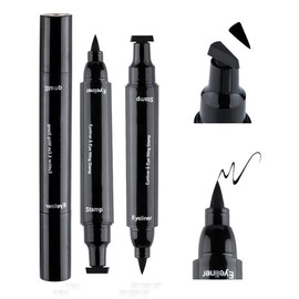 Eyeliner Waterproof, Quick Drying Eyeliner Stamp, Black, Long-Lasting Pigmented, for the Ideal Eyeliner, Simple Cat's Eye Makeup Tool (Large + Small)