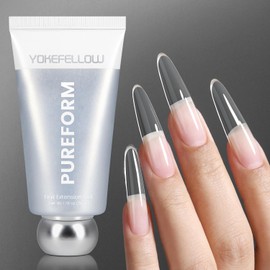 YOKEFELLOW Pureform Poly Nail Gel 50g, HEMA & TPO Free,Ultra Transparent Nail Extension Gel for Professional Salon Use(PF01 Crystal Clear)