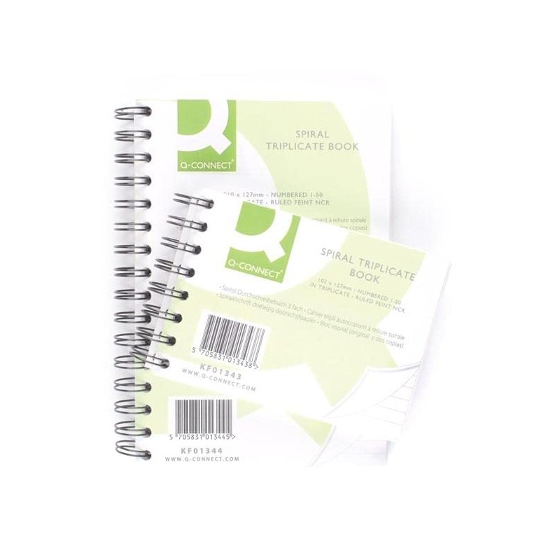 Q-Connect 8x5 inch Wire Bound Carbonless Triplicate Book