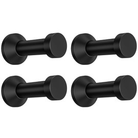 Dripex Towel Hooks Stainless Steel Coat Hooks Single Hook Maximum Load 15 kg Black Pack of 4