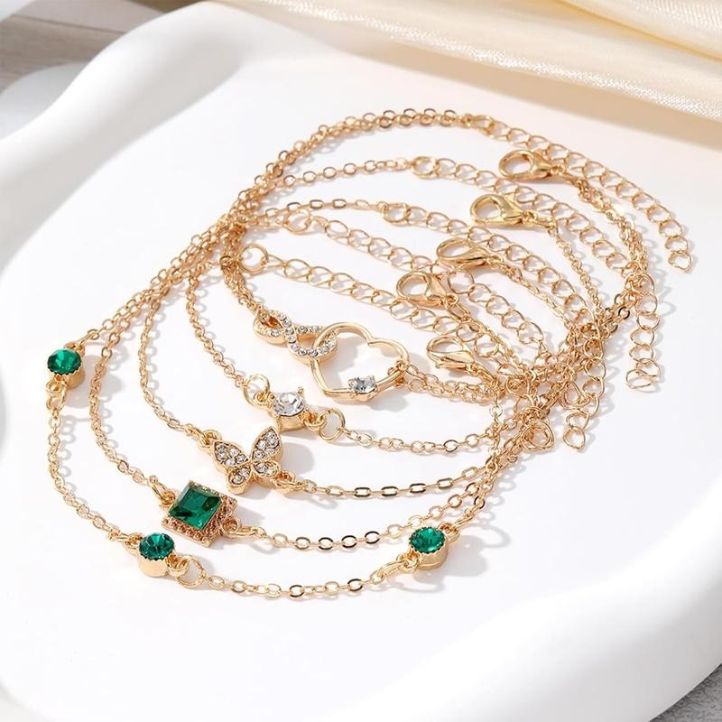 Gold Bracelets for Women, 14K Gold Plated Dainty Layered Chain