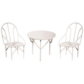 Rayher 46066102 3-Piece Seating Set, 2 Chairs plus 1 Table, 1 Set, Wire, White, 18 x 13 x 5.8 cm