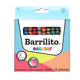 Barrilito Crayones Regulares Circulares, 12 Colores. 12R
