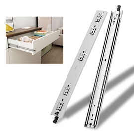 NECILO Heavy Duty Drawer Slides with Lock, 150lb Load Capacity 36 Inch Full Extension Ball Bearing, Side Mount for RV/Cabinets Storage- Silver (1 Pair)