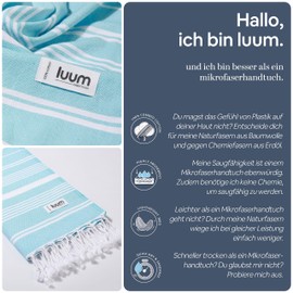Luum® XXL beach towel, women's and men's hammam towel, sauna towel, hand towel, yoga towel, bath towel, pareo, large, lightweight travel towel, Turkish peshtemal towels