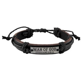 Assorted Color Man of God Leather Accessory Gift, Christian Bracelet for Men, 8 Inch