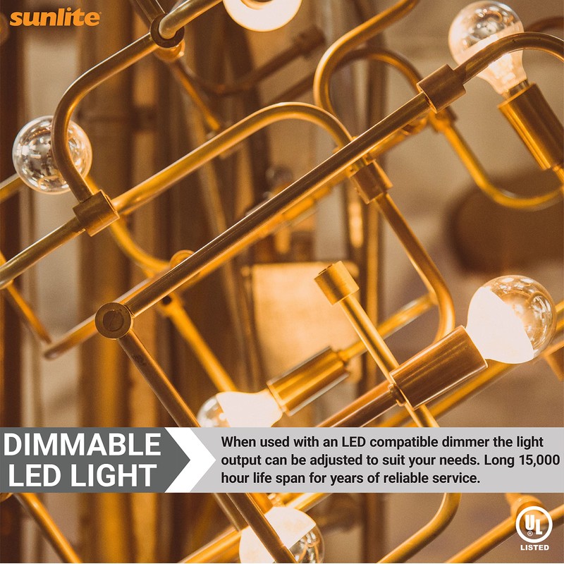Sunlite 80497 LED A19 Edison Half Chrome Globe Light Bulb,
