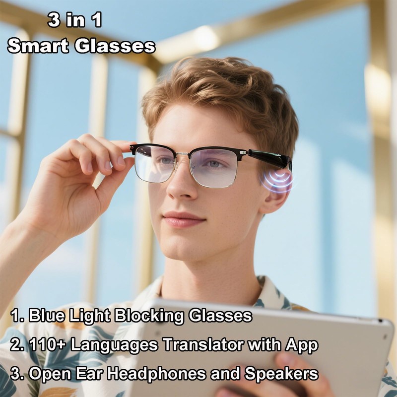 Yosugar Smart Translation Glasses with AI,Smart Bluetooth Glasses for Men,