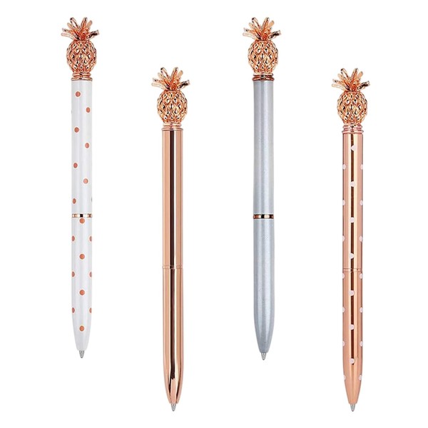 YOUDALIS 4 Pieces Pineapple Ballpoint Pen, Metal Ballpoint Pen with