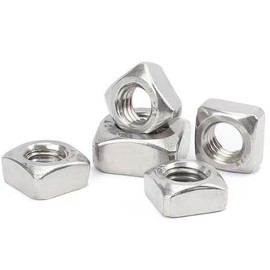 M12-1.75 Square Nuts, M12 Fastener Nuts 304 Stainless, Bright Finish, Full Thread Nylock Nuts,5Pcs