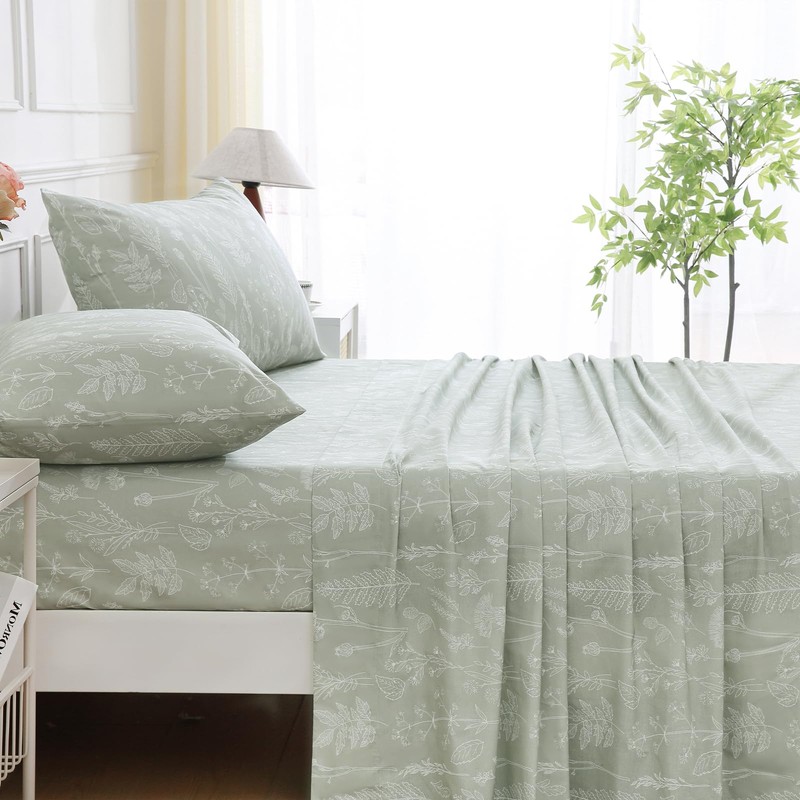 Homilay 100% Natural Cotton Percale Sheets Set,King Size 4 PC,