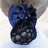 Equetech Dressage Hair Rosette Ribbon Bow Clip & Net (Navy/Crystal)