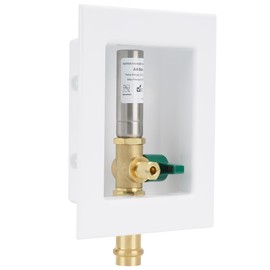 SECKWHALE Ice Maker Outlet Box with Water Hammer Arrestor, 1/2-Inch Press x 1/4-Inch OD Compression with 1/4-Turn Ball Valve, Ice Maker Valve Wall Box with Faucet, Absorb Shock and Reduce Noise