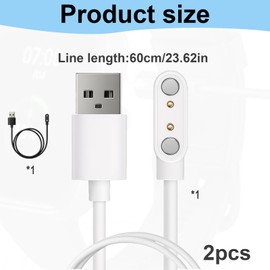 Musiook Smart Watch Charger 2 Pin Magnetic, Reflex Active Watch Charger, Magnetic Watches chargers 2 pin, 2PCS Smart Watches Charging Cable for kedali Compatible with YAMAY SW022
