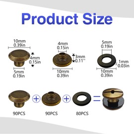 SHSMPXOY 90 Set Chicago Screws Posts for Leather Rivets M5*4mm Chicago Book Binding Screws Rivets Cross Head Chicago Button Screws for DIY Book Scrapbook Bookbinding, Bags,Collars(Bronze)