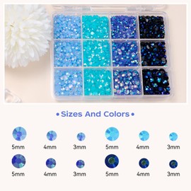 Blue Purple Green Resin Jelly Rhinestones Flatback, 3-5 mm Jelly Resin Rhinestones for Crafting, Color Round Beads Bedazzled Gems for Crafts Face Makeup DIY Jewelry with Tweezer Pen
