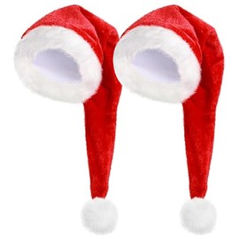 RoadLoo Santa Hat, 2Pcs Unisex Christmas Cap Xmas Hat for Adults Xmas Holiday Claus Hat Long Christmas Hat for New Year Festive Holiday Costume Party Supplies (Red)