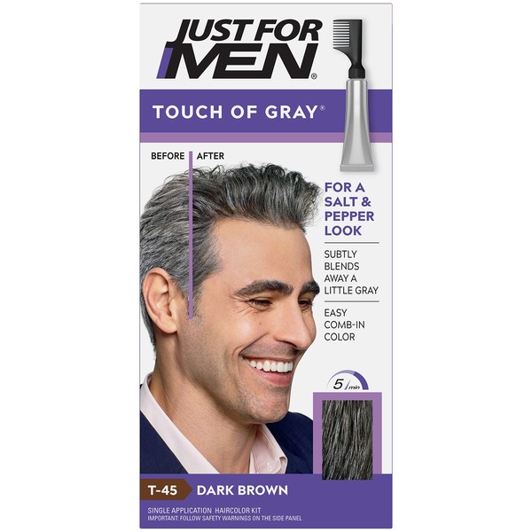 JUST FOR MEN Touch of Gray Hair Treatment T-45 Dark Brown, 1 Each (Pack of 2)