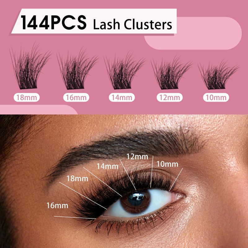 Mayhug Fabulux Eyelash Extensions, 3D Fluffy Eyelash Extensions, 144 Pieces,