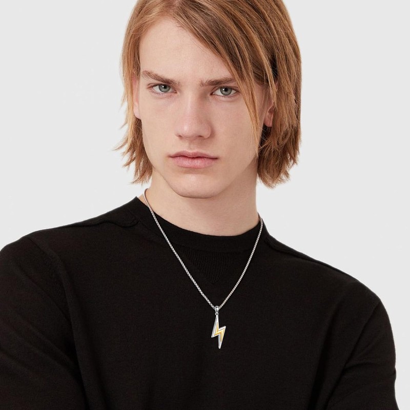 HUKKUN Lightning Bolt Necklace 925 Sterling Silver Lightning Bolt Necklace