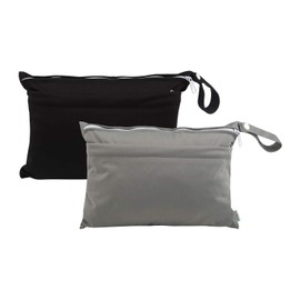 Babygoal Wet Dry Bags for Baby Cloth Diapers, Washable Travel Bags, Beach, Pool, Gym Bag for Swimsuits & Wet Clothes with Two Zippered Pockets 2 Pack Small Size 2LNS01