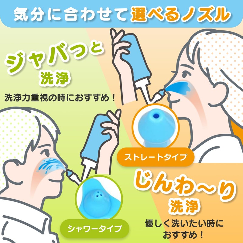 ハナリラ 鼻うがい 痛くない 大容量 ボトル（300ml）＋洗浄剤 10回分 【ボタン式のワンタッチ操作で簡単！】ノズル2種付き 鼻腔洗浄 鼻洗浄
