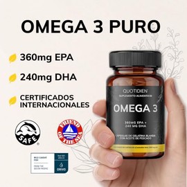 Omega 3 Ultra Purificado| Total Omega 3 como TG | Aceite de Pescado | Con Alto Contenido de EPA/DHA de Pesca Sostenible del Pacífico Sur | Alta Pureza