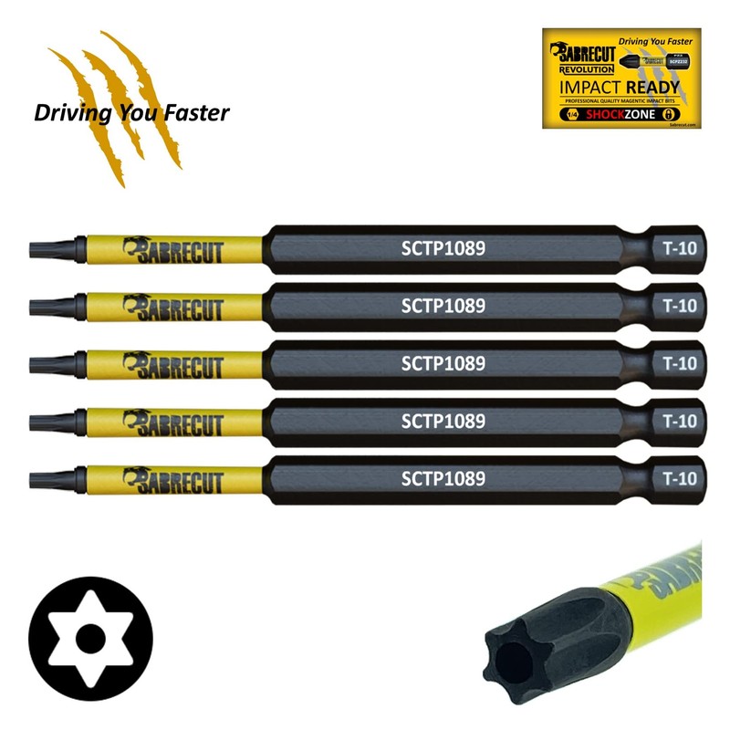 5 x SabreCut SCTP1089_5 89mm T10 TX10 Torx Tamper Proof
