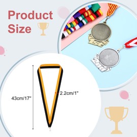 PATIKIL Award Neck Ribbons, 50 Pack Polyester Medal Lanyards with Snap Clip Blank Award Ribbon for Competitions Achievement Sports Party, Yellow/Black