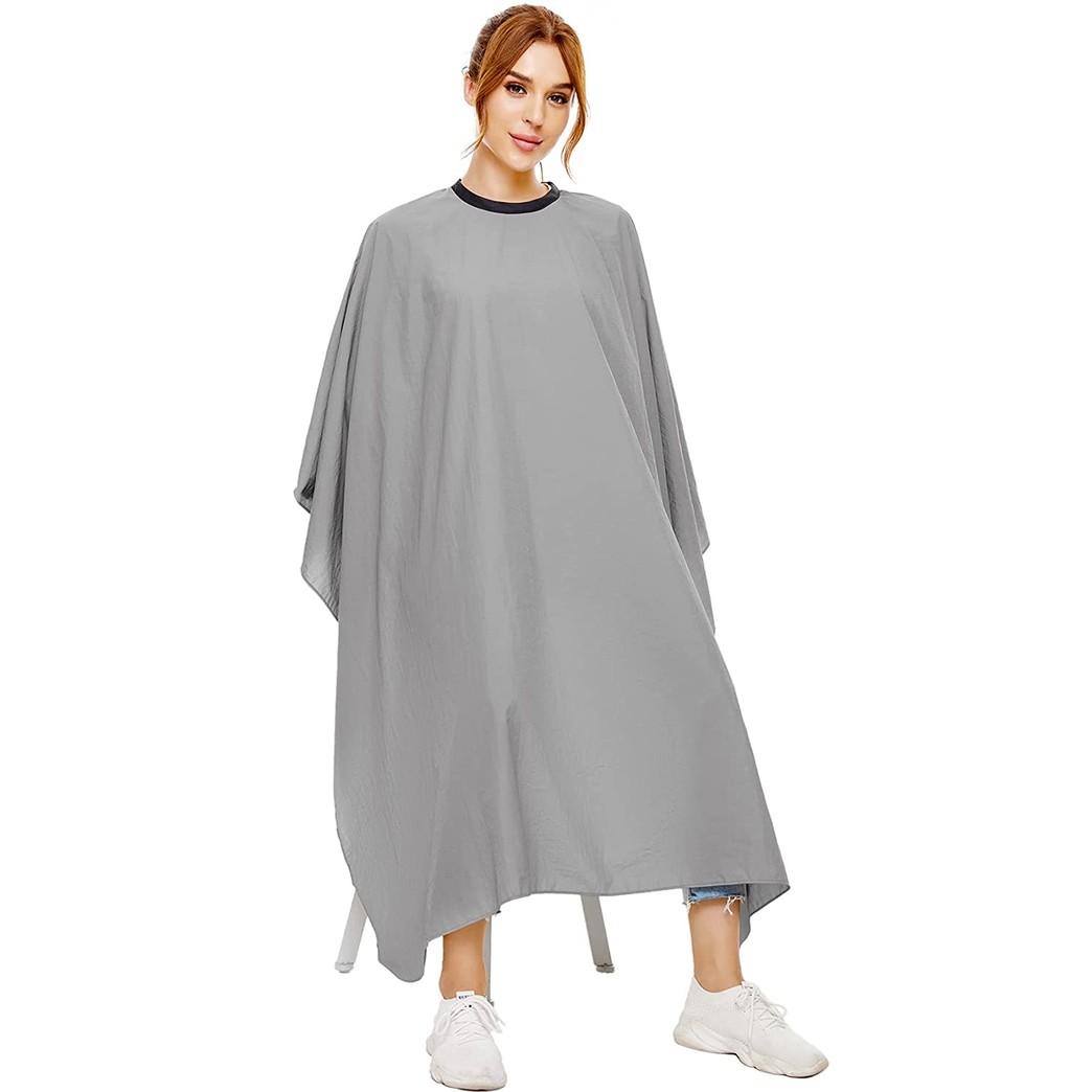 izzycka Hair Cutting Cape for Adults-Nylon Waterproof Large Salon Capes for Hair Stylit-Grey Barber Cape-With Adjustable Snap Closure-56 x 64inch Hair Color Cape - Professional Hairstylist & Home Use