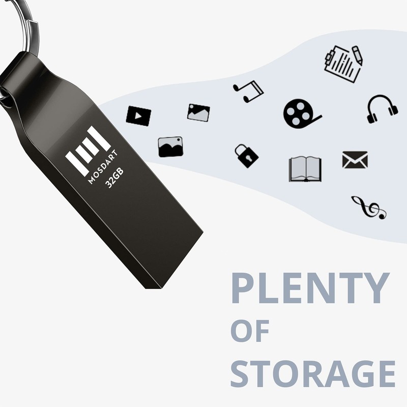 MOSDART Waterproof 32GB USB2.0 Flash Drive, FAT32 Metal Memory Stick