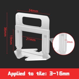 Tile Levelling System 500 Pieces 2 mm Levelling Clips & Tile Clips Made of PP, Professional Set for Large Format Tiles, DIY Laying of Wall and Floor (Ceramic, Marble, Natural Stone)