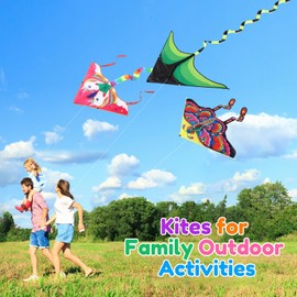 Simgoing 3 Pcs Butterfly Kite for Kids Ages 4-8 and 8-12 Unicorn Butterfly Delta Kite Bulk with Long Tail Easy to Fly Beginners Kite with 3 Pcs 100ft Kite String Beach Kites for Outdoor Activities