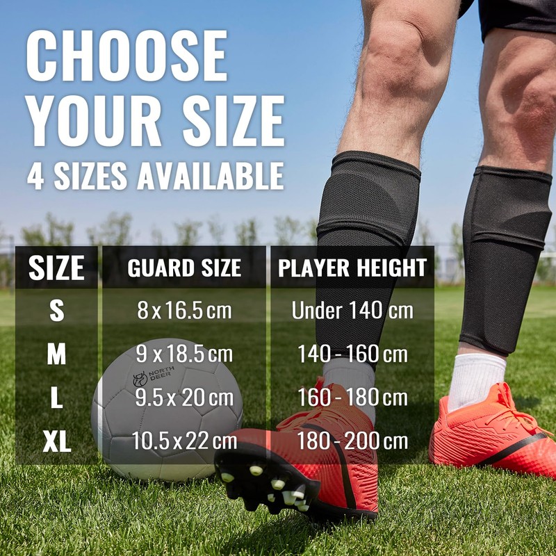 Northdeer Shin Pads Football Mens incl. Sleeves with Optimized Insert