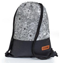 By Bers Leon Gym Bag with Inner Pockets Zip Backpack Bag Women Men & Teenagers Gym Bag Draw String, Tbmorningglorypu black