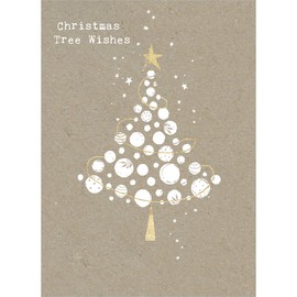 Tree-Free Greetings Holiday Greeting Cards, White Christmas Tree, Vintage Brown Recycled Paper, Boxed Note Card Set, 10-Pack (HB93307)