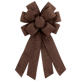 chmacura Brown Burlap Wreath Bow 20 x 11 Inches Easter Bows Brown Burlap Ribbon Bow Carnival Farmhouse Bow Tree Ornament for Home Front Door Decorations